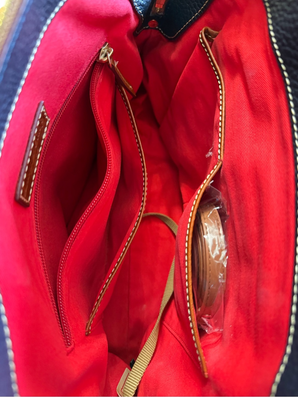 Dooney & Bourke Teal and Brown Leather Dome Satchel - Picture 9 of 10